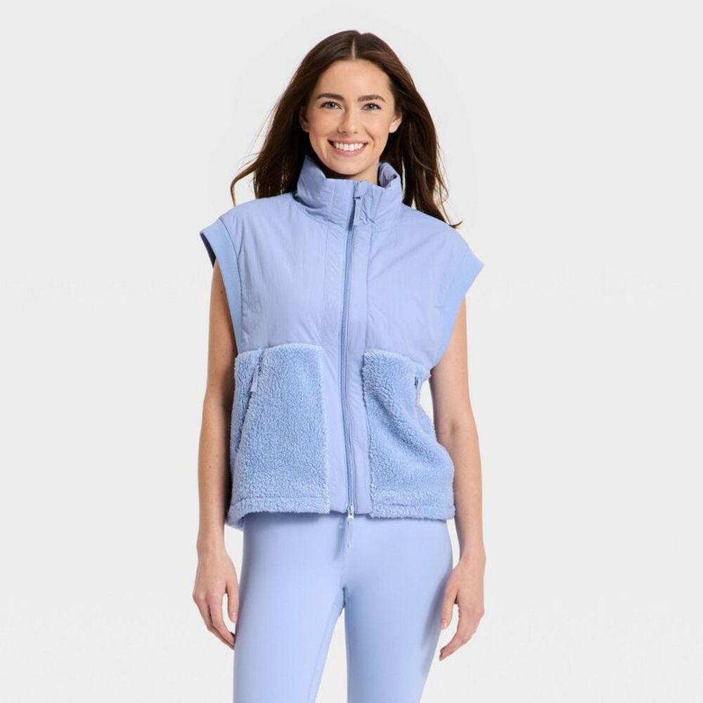 Open Box - JoyLab - Women's High Pile Vest - JoyLab Periwinkle Blue XL Blue